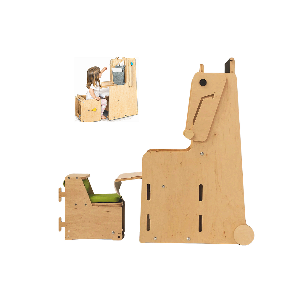 Leea Abenteuer-Ecke, Lernturm, Rutsche, Kreidetafel, Papierrolle, Hochstuhl, Lauflernwagen