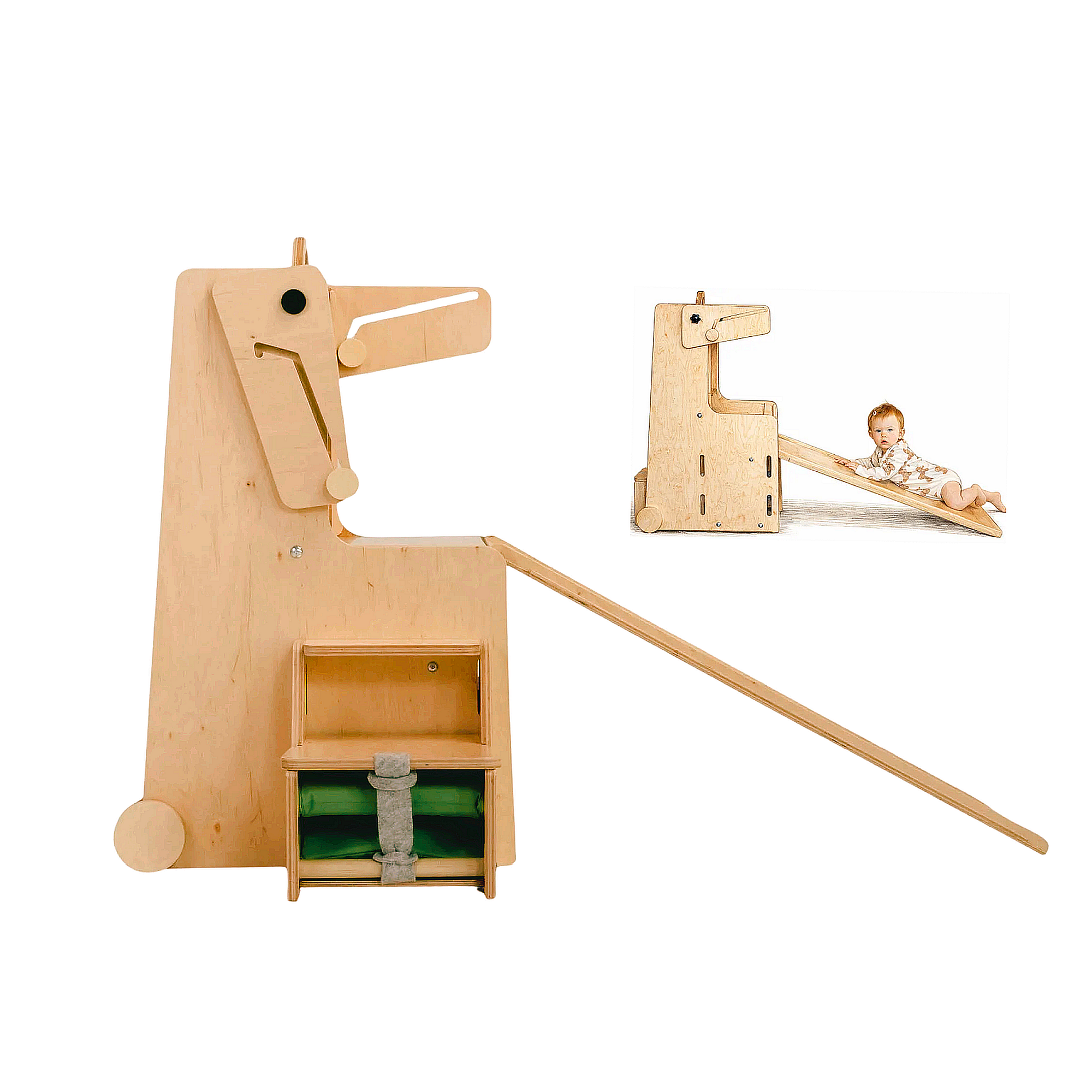 Leea Abenteuer-Ecke, Lernturm, Rutsche, Kreidetafel, Papierrolle, Hochstuhl, Lauflernwagen