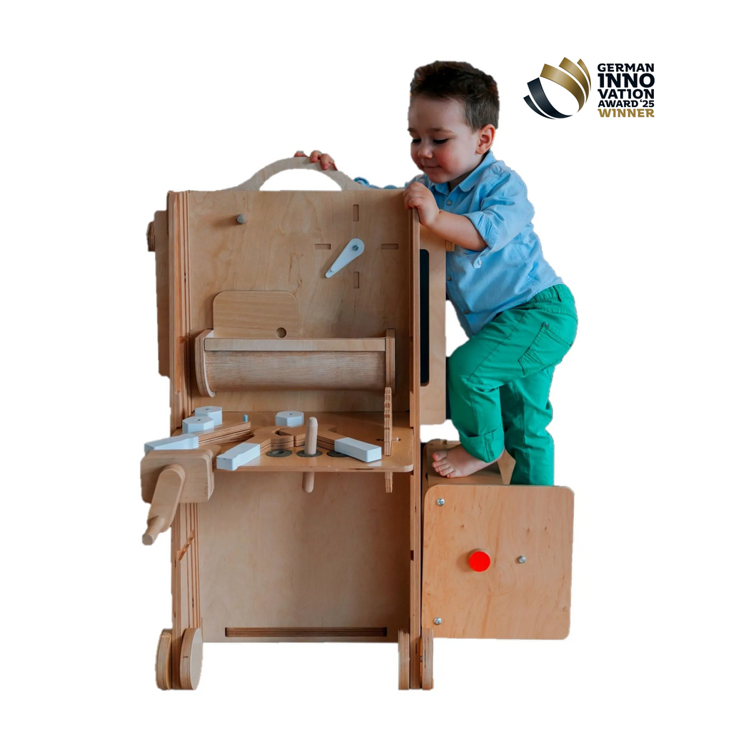 Leea Abenteuer-Ecke, Lernturm, Rutsche, Kreidetafel, Papierrolle, Hochstuhl, Lauflernwagen