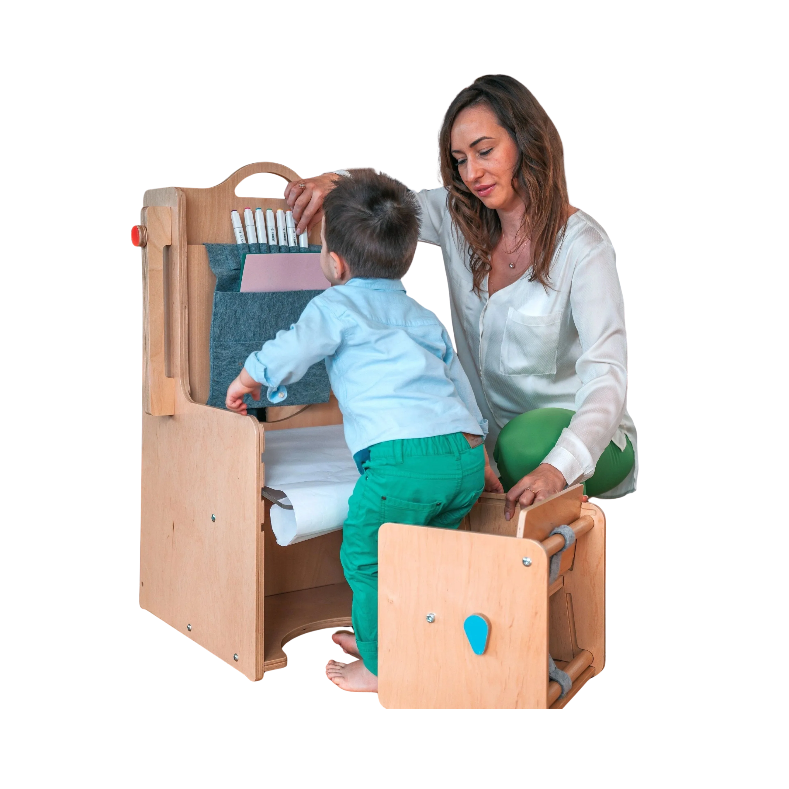 Leea Abenteuer-Ecke, Lernturm, Rutsche, Kreidetafel, Papierrolle, Hochstuhl, Lauflernwagen